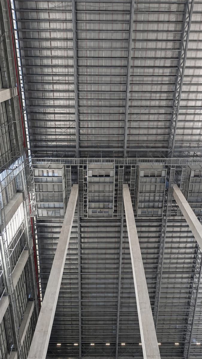 Vertical structural view inside the project building